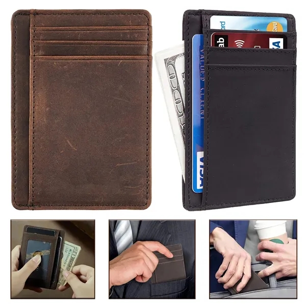 Leather RFID Blocking Medium Size Card Holder Wallet - Leather RFID Blocking Medium Size Card Holder Wallet - Image 0 of 5