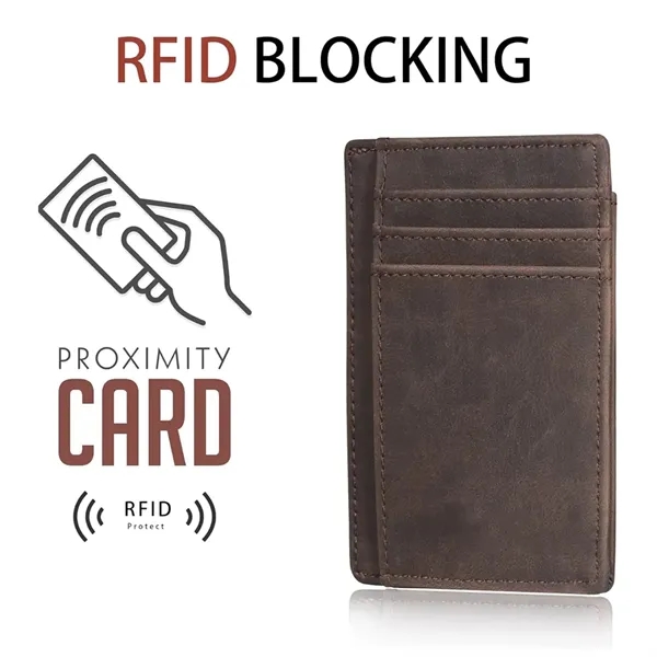 Leather RFID Blocking Medium Size Card Holder Wallet - Leather RFID Blocking Medium Size Card Holder Wallet - Image 3 of 5