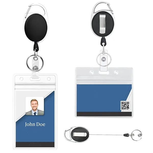 Clear Plastic ID Badge Holders with Clip and Keyring - Clear Plastic ID Badge Holders with Clip and Keyring - Image 0 of 5