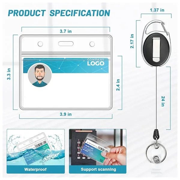 Clear Plastic ID Badge Holders with Clip and Keyring - Clear Plastic ID Badge Holders with Clip and Keyring - Image 1 of 5