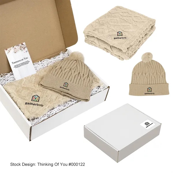 Custom Bundle Up Beanie & Blanket Gift Set