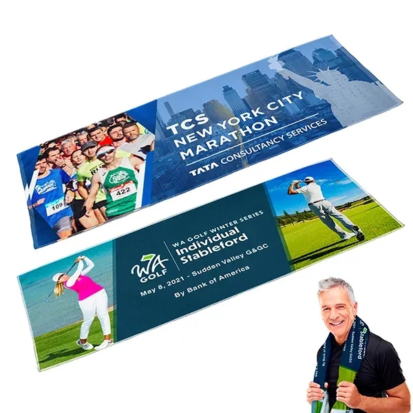 Full Color Sublimation Recycled RPET Cooling Towel - 12" W x