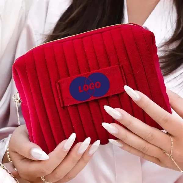 Zipper velvet makeup bag - Zipper velvet makeup bag - Image 2 of 3