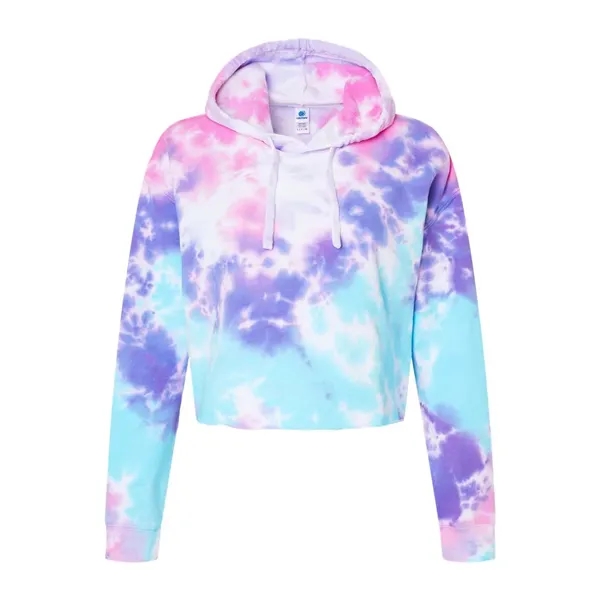 Custom Colortone Women's Tie-Dyed Crop Hooded Sweatshirt