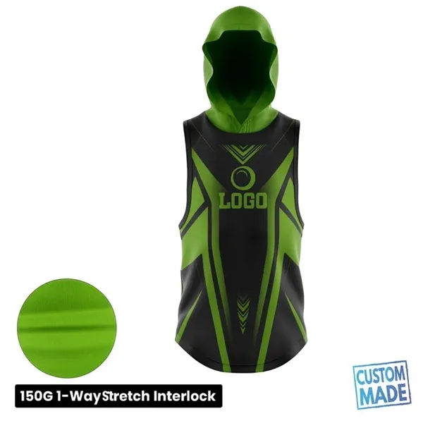 150G Interlock Sublimation Sleeveless Hooded T-Shirt - 150G Interlock Sublimation Sleeveless Hooded T-Shirt - Image 0 of 0