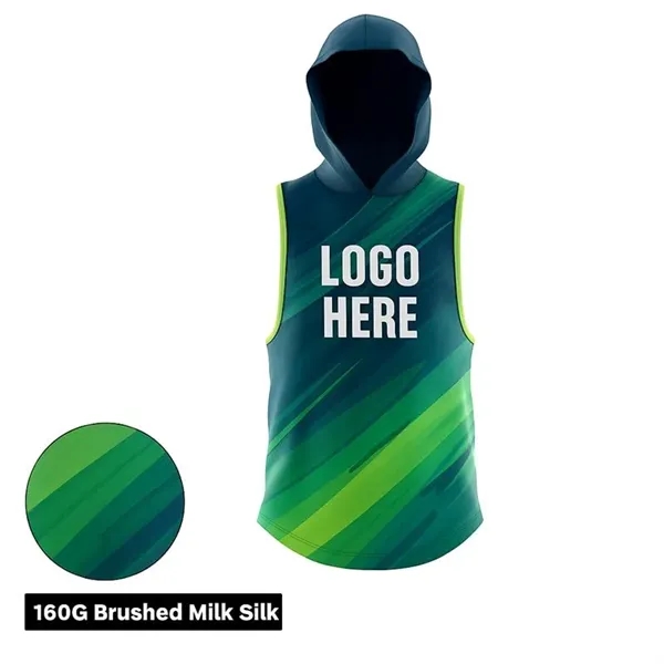 160G Brushed Milk Silk Full Color Sleeveless Hoodie T-Shirt - 160G Brushed Milk Silk Full Color Sleeveless Hoodie T-Shirt - Image 0 of 0