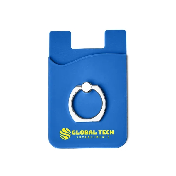 Silicone Card Holder with Metal Ring Phone Stand - Silicone Card Holder with Metal Ring Phone Stand - Image 0 of 12