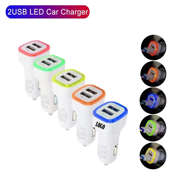 Dual Port USB Car Charger with LED Light Indicator - Dual Port USB Car Charger with LED Light Indicator - Image 0 of 3