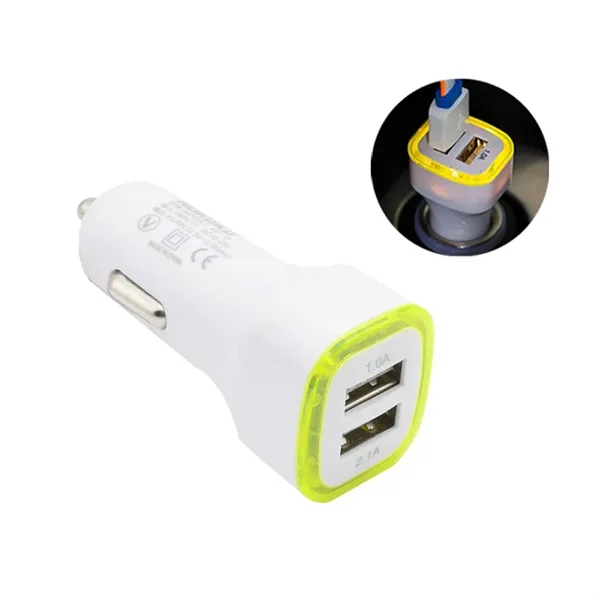 Dual Port USB Car Charger with LED Light Indicator - Dual Port USB Car Charger with LED Light Indicator - Image 1 of 3