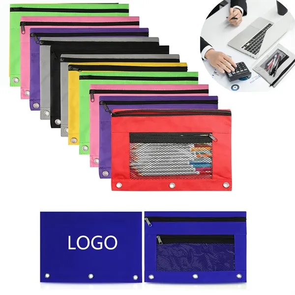 Pencil Pouches with Double Pocket and Mesh Window - Pencil Pouches with Double Pocket and Mesh Window - Image 0 of 3