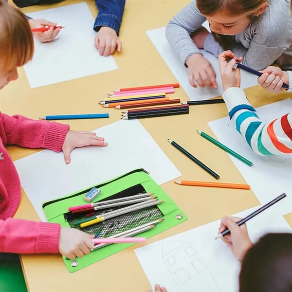 Pencil Pouches with Double Pocket and Mesh Window - Pencil Pouches with Double Pocket and Mesh Window - Image 3 of 3