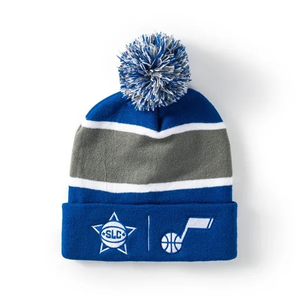 Pompom Beanies Fan Club Knitted Cuff Cap - Pompom Beanies Fan Club Knitted Cuff Cap - Image 0 of 3