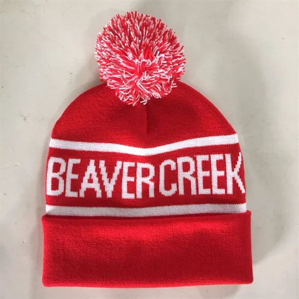 Pompom Beanies Fan Club Knitted Cuff Cap - Pompom Beanies Fan Club Knitted Cuff Cap - Image 1 of 3