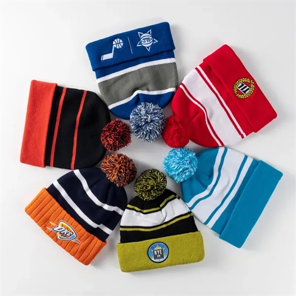 Pompom Beanies Fan Club Knitted Cuff Cap - Pompom Beanies Fan Club Knitted Cuff Cap - Image 3 of 3