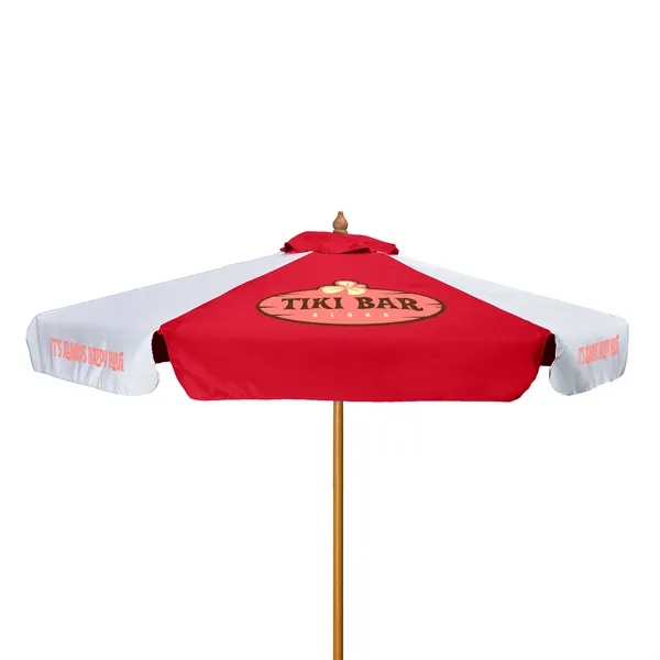 7' Wood Market Umbrella Kit With Valance (6 Imprints) - 7' Wood Market Umbrella Kit With Valance (6 Imprints) - Image 13 of 15