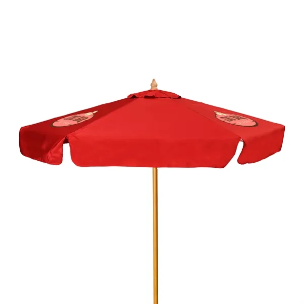 7' Wood Market Umbrella Kit with Valance (3 Imprints) - 7' Wood Market Umbrella Kit with Valance (3 Imprints) - Image 6 of 15