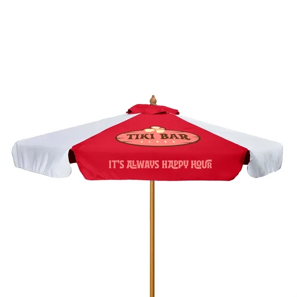 7' Wood Market Umbrella Kit With Valance (2 Imprints) - 7' Wood Market Umbrella Kit With Valance (2 Imprints) - Image 5 of 12