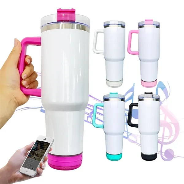 40 Oz. Double Wall Tumbler with Wireless Speaker and Handle - 40 Oz. Double Wall Tumbler with Wireless Speaker and Handle - Image 0 of 4