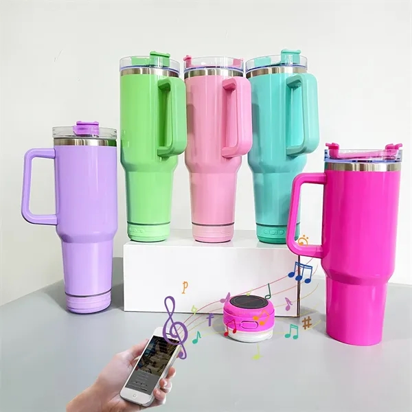 40 Oz. Double Wall Tumbler with Wireless Speaker and Handle - 40 Oz. Double Wall Tumbler with Wireless Speaker and Handle - Image 1 of 4