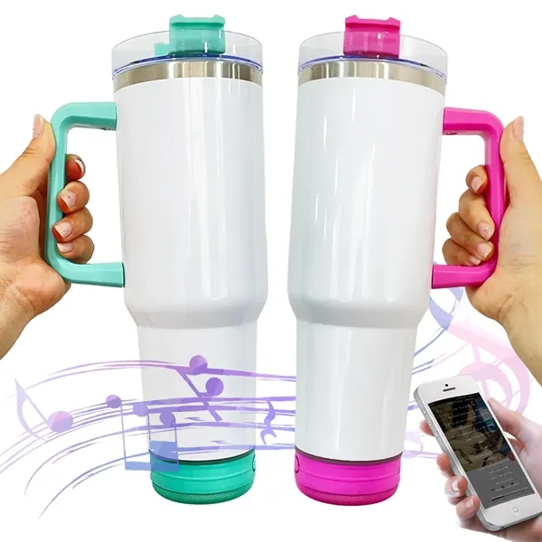40 Oz. Double Wall Tumbler with Wireless Speaker and Handle - 40 Oz. Double Wall Tumbler with Wireless Speaker and Handle - Image 2 of 4