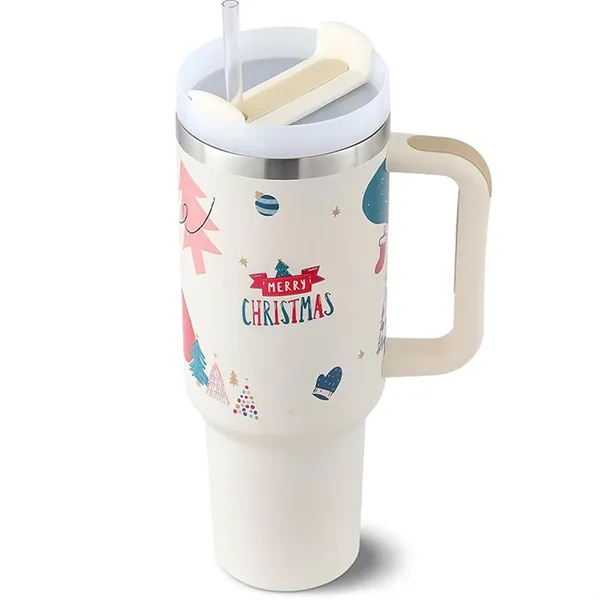40 Oz Full Color Printed Vacuum Tumbler with Handle & Straw - 40 Oz Full Color Printed Vacuum Tumbler with Handle & Straw - Image 1 of 7