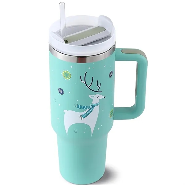 40 Oz Full Color Printed Vacuum Tumbler with Handle & Straw - 40 Oz Full Color Printed Vacuum Tumbler with Handle & Straw - Image 2 of 7
