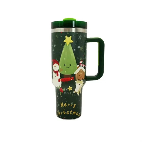 40 Oz Full Color Printed Vacuum Tumbler with Handle & Straw - 40 Oz Full Color Printed Vacuum Tumbler with Handle & Straw - Image 4 of 7