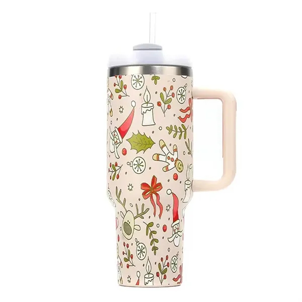 40 Oz Full Color Printed Vacuum Tumbler with Handle & Straw - 40 Oz Full Color Printed Vacuum Tumbler with Handle & Straw - Image 6 of 7