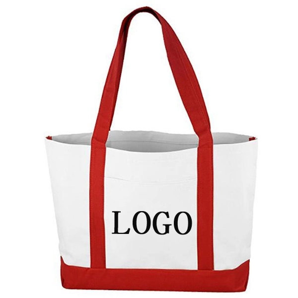 Heavyweight 12 oz. Cotton Canvas Pocket Boat Tote - Heavyweight 12 oz. Cotton Canvas Pocket Boat Tote - Image 0 of 5