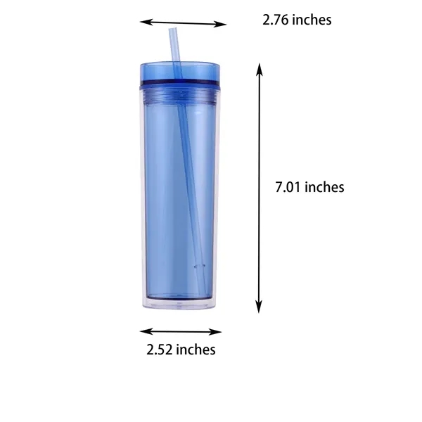 15 Oz Insulated Double Wall Plastic Tumbler with Lids and St - 15 Oz Insulated Double Wall Plastic Tumbler with Lids and St - Image 1 of 8