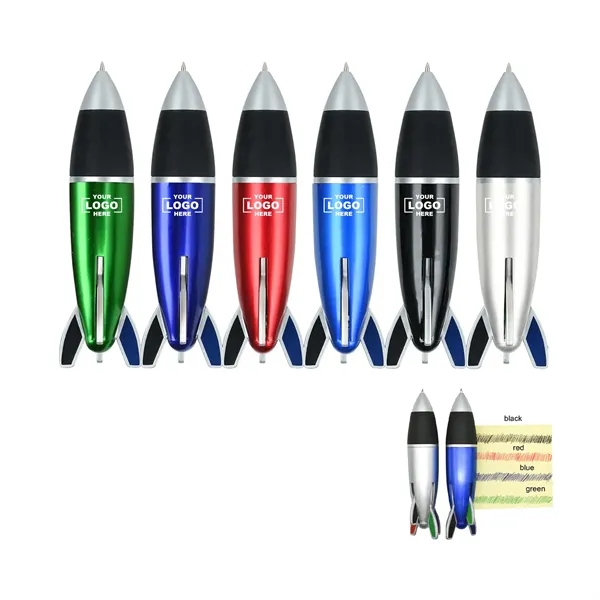 4 in 1 Multicolor Rocket Ballpoint Pen with Rubber Grip - 4 in 1 Multicolor Rocket Ballpoint Pen with Rubber Grip - Image 0 of 3