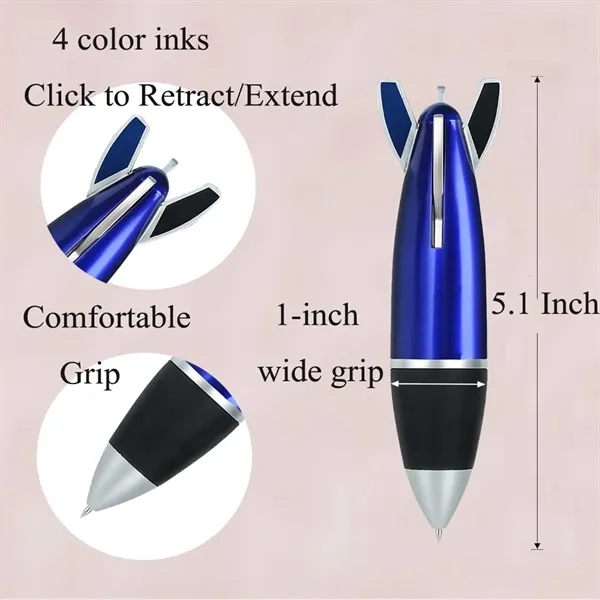 4 in 1 Multicolor Rocket Ballpoint Pen with Rubber Grip - 4 in 1 Multicolor Rocket Ballpoint Pen with Rubber Grip - Image 1 of 3