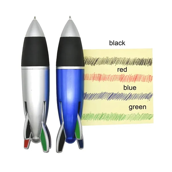 4 in 1 Multicolor Rocket Ballpoint Pen with Rubber Grip - 4 in 1 Multicolor Rocket Ballpoint Pen with Rubber Grip - Image 2 of 3