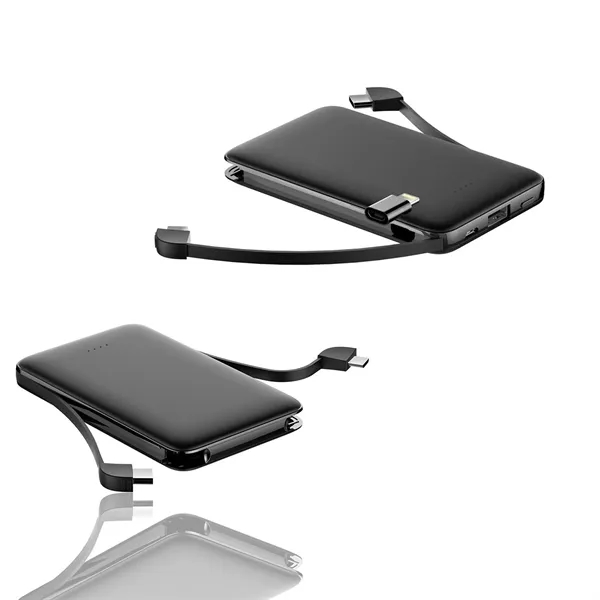 Power Bank 5000 mAh with Integrated Charging Cables - Power Bank 5000 mAh with Integrated Charging Cables - Image 2 of 5