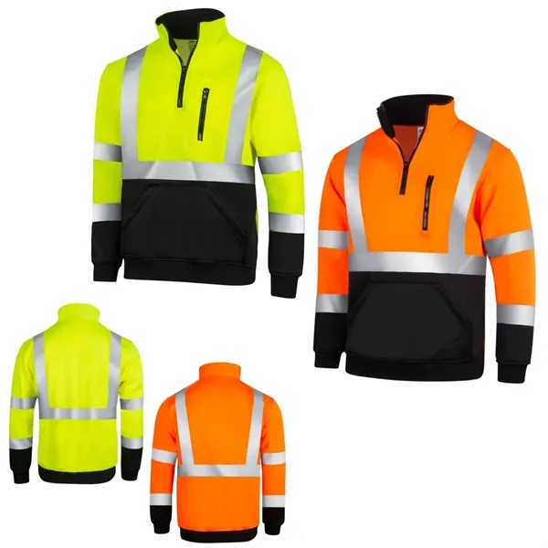 Safety Quarter-Zip Reflective Sweatshirt 280G Softshell - Safety Quarter-Zip Reflective Sweatshirt 280G Softshell - Image 0 of 0