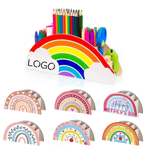 Rainbow Wooden Desk Organizer - Rainbow Wooden Desk Organizer - Image 0 of 5