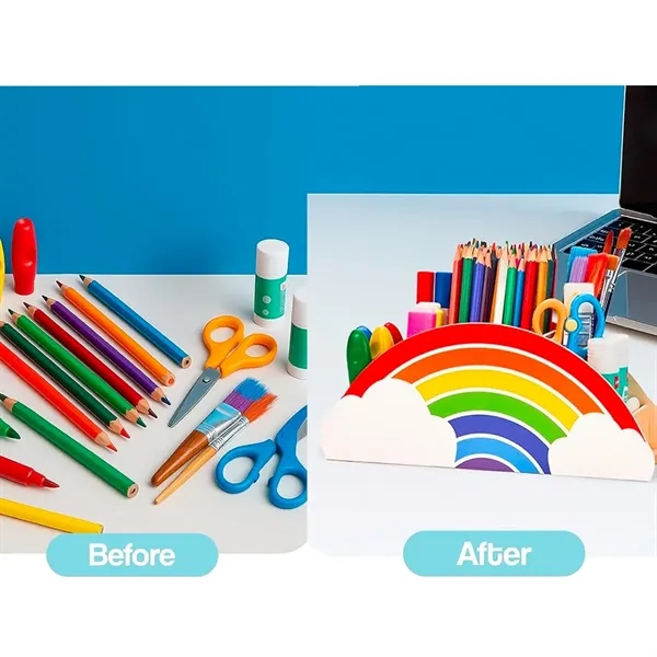 Rainbow Wooden Desk Organizer - Rainbow Wooden Desk Organizer - Image 2 of 5