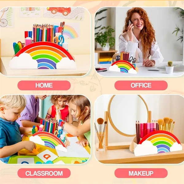 Rainbow Wooden Desk Organizer - Rainbow Wooden Desk Organizer - Image 4 of 5