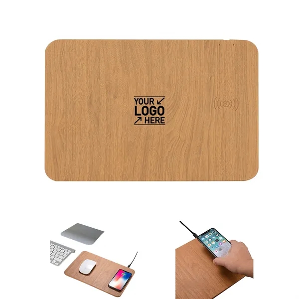 Wood Grain Wireless Charging Mouse Pad - Wood Grain Wireless Charging Mouse Pad - Image 0 of 4