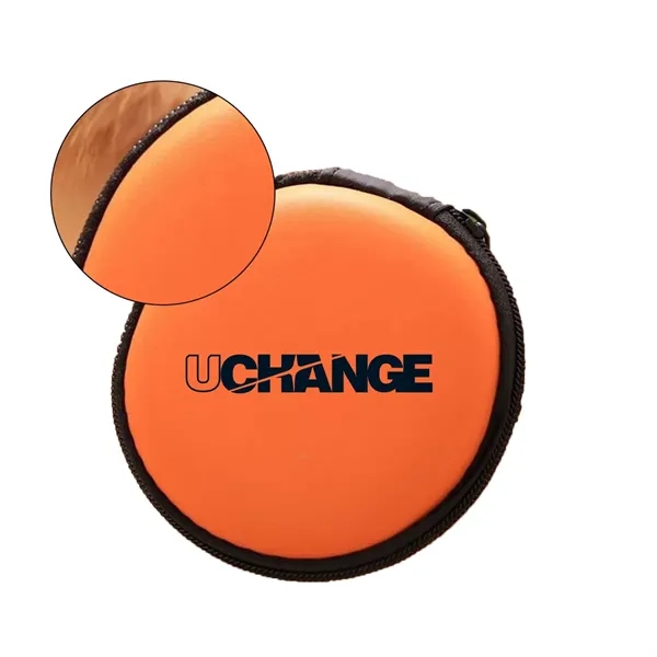 Compact Round Earbud Case With Zipper - Compact Round Earbud Case With Zipper - Image 2 of 5