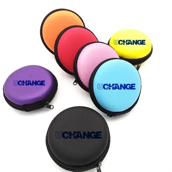 Compact Round Earbud Case With Zipper - Compact Round Earbud Case With Zipper - Image 3 of 5