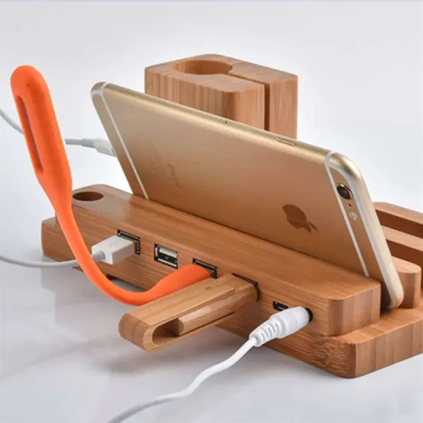 Bamboo Multi-Device Charging Dock & Organizer - Bamboo Multi-Device Charging Dock & Organizer - Image 3 of 5
