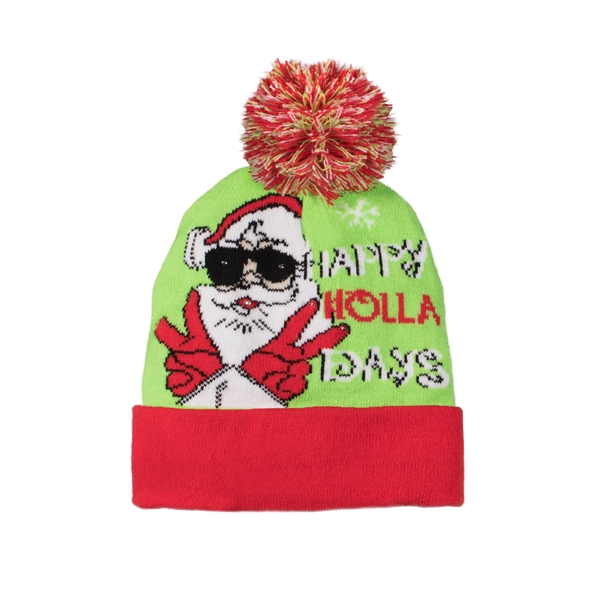 Happy Holiday LED Knit Hat - Happy Holiday LED Knit Hat - Image 2 of 2
