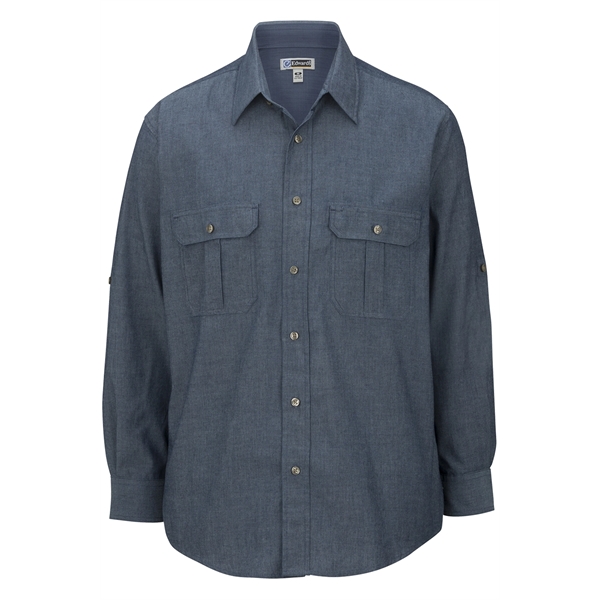 Men's Chambray Roll Up Sleeve Shirt - Men's Chambray Roll Up Sleeve Shirt - Image 0 of 0