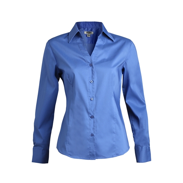 Ladies' Tailored V-Neck Stretch Blouse-Long Sleeve - Ladies' Tailored V-Neck Stretch Blouse-Long Sleeve - Image 2 of 3