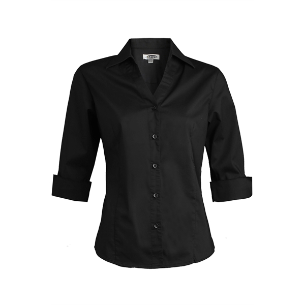 Ladies' Tailored V-Neck Stretch Blouse-3/4 Sleeve - Ladies' Tailored V-Neck Stretch Blouse-3/4 Sleeve - Image 3 of 3