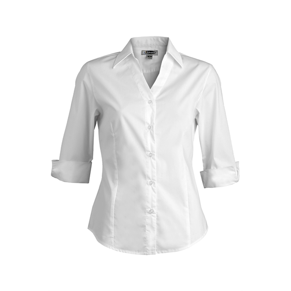 Ladies' Tailored V-Neck Stretch Blouse-3/4 Sleeve - Ladies' Tailored V-Neck Stretch Blouse-3/4 Sleeve - Image 2 of 3