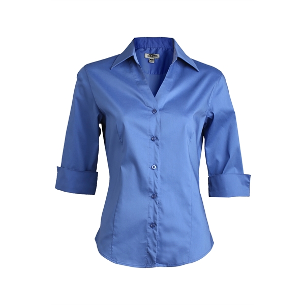 Ladies' Tailored V-Neck Stretch Blouse-3/4 Sleeve - Ladies' Tailored V-Neck Stretch Blouse-3/4 Sleeve - Image 1 of 3