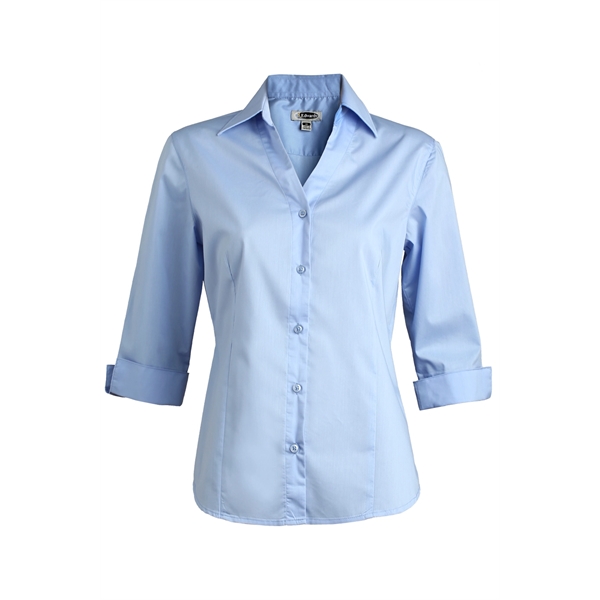 Ladies' Tailored V-Neck Stretch Blouse-3/4 Sleeve - Ladies' Tailored V-Neck Stretch Blouse-3/4 Sleeve - Image 0 of 3
