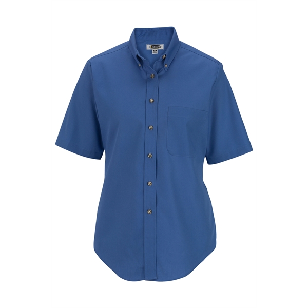 Ladies' Easy Care Short Sleeve Poplin Shirt - Ladies' Easy Care Short Sleeve Poplin Shirt - Image 6 of 9